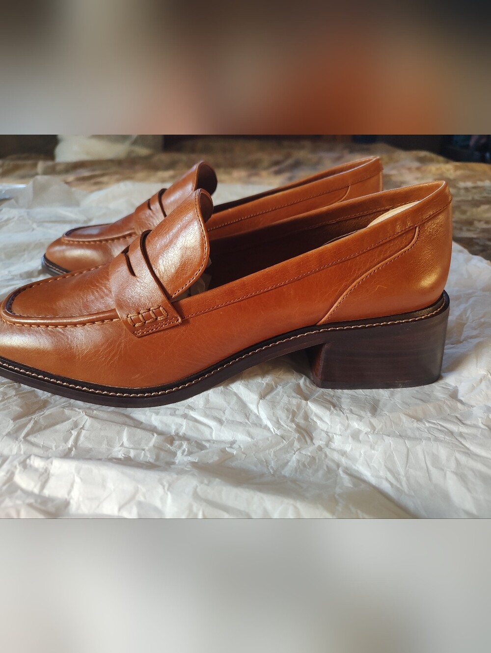 Vince Camuto Women's Classic Penny Loafers Tan Leather 10M
